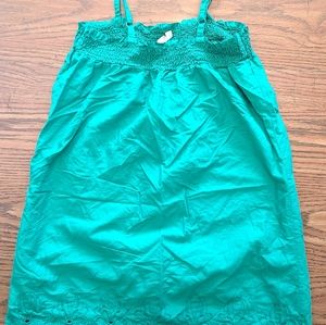 Green Sun Dress with Flower Embroidery